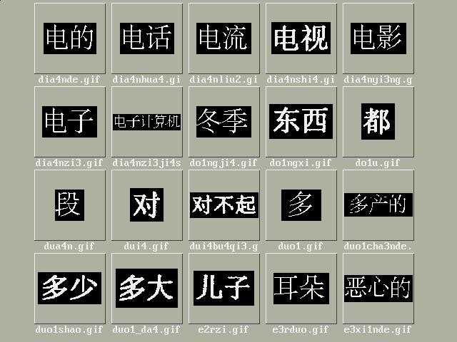 Tillg�ngliga tecken; bild 5