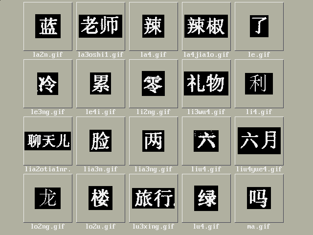 Tillg�ngliga tecken; bild 14