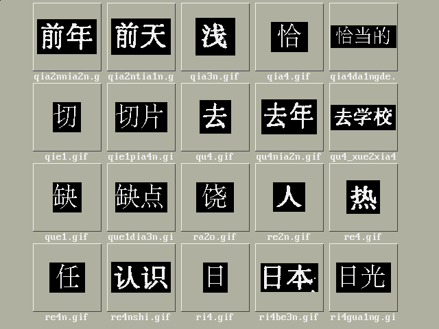 Tillg�ngliga tecken; bild 19