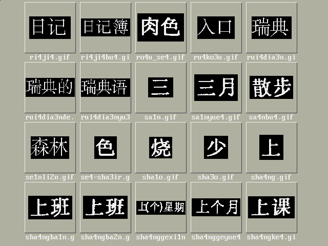 Tillg�ngliga tecken; bild 20