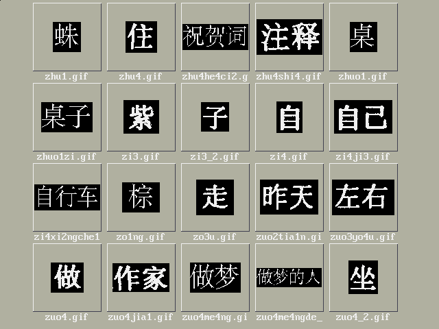 Tillg�ngliga tecken; bild 33